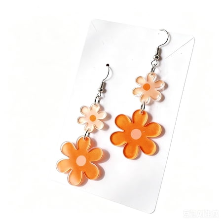 2D Flat Acrylic Flower Stud Earrings Elegant Connected Floral Jewelry Gift