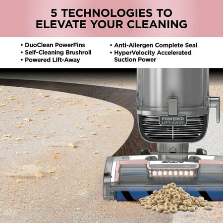 Shark - Vertex DuoClean PowerFin Upright Vacuum with Powered Lift-Away and Self-Cleaning Brushroll - Rose Gold