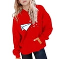thumbnail image 4 of Sudadera con capucha para niños, cuello redondo, manga larga, ropa de abrigo para niños de talla mediana y grande, jersey, blusa de poliéster para niños, 4 of 5