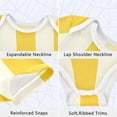 thumbnail image 3 of Yellow Beige Vertical Stripes Pure Cotton Bodysuit Short Sleeve Pajamas One-Piece Romper Unisex 12M, 3 of 6