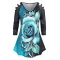 thumbnail image 2 of Camiseta con Estampado de Rosa Talla Extra Rosegal  Mangas largas de talla grande, 2 of 5