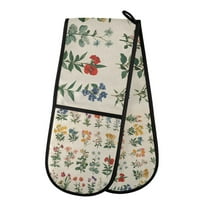 Yayeee Double Oven Mitt Kitchen Heat Resistant Baking 35" x7" Quilted Glove, Red Floral