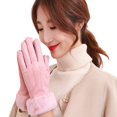 thumbnail image 5 of Guantes de gamuza para mujer, cálidos, acolchados, de terciopelo, resistentes al frío, para conducir y montar a caballo, bonitos, con pantalla táctil, para estudiantes, 5 of 5