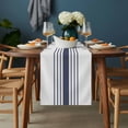 thumbnail image 2 of Blue Vertical Striped Table Runner - 108 Inch Long, Kitchen Dining Table Runner Dresser Scarves, White Minimalist Modern Farmhouse Decor for Coffee Tables Wedding Party Banquet, 2 of 8