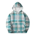 thumbnail image 6 of SGFCWSX Girls Hooded Sweatshirts Kids Full Zip Hoodie Plaid Long Sleeve Sweatshirt Jacket Sky Blue Size 11 Years, 6 of 6