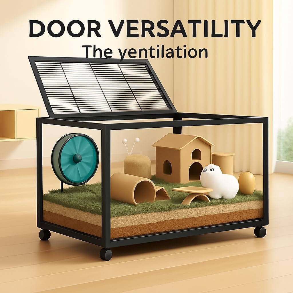 M optimized Hamster Cage, Metal Mice and Rat Habitat Stackable with Wheels, Chew-Proof Dual Door Small Animal Habitat, Hamster House for Guinea Pig Gerbil