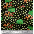 thumbnail image 2 of Soimoi Moss Georgette Fabric Floral,Tree & Deer Kids Fabric Prints by Yard 42 Inch Wide, 2 of 3