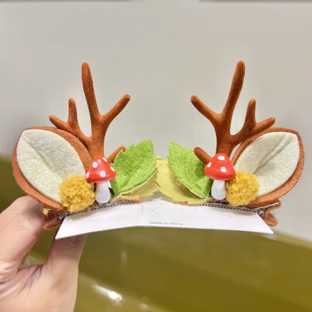 MaiMai nuevo diseño adornos de horquilla de Navidad lindo bola roja y verde oro rosa cuernos de ciervo adornos de horquilla de Navidad