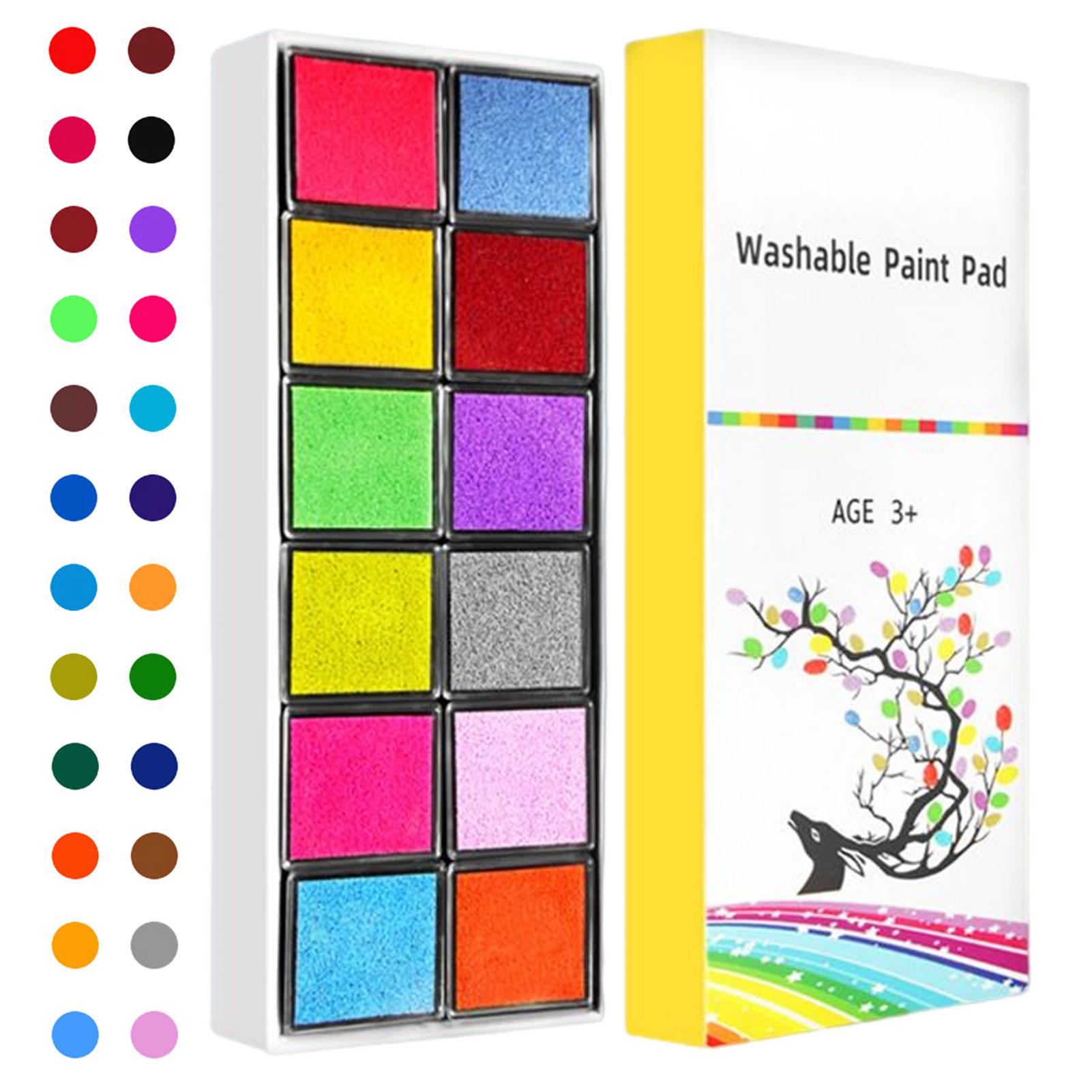 Finger Paint Pad 24 Colors DIY Ink Pad Stamp Washable Finger Painting Craft, Thumb Print