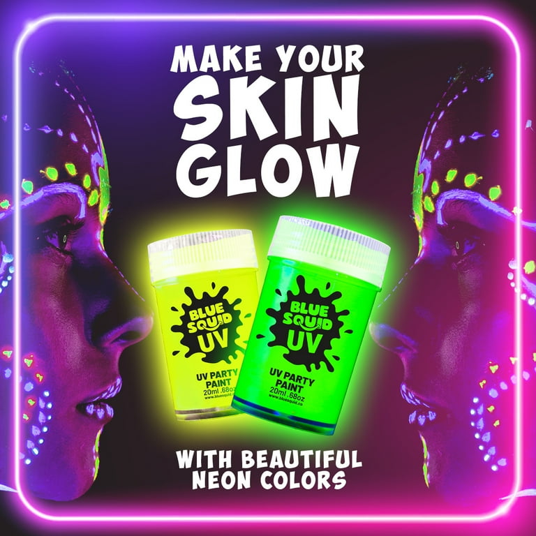 Blue Squid Glow In The Dark Paint - 8 Color Neon Face & Body Paint