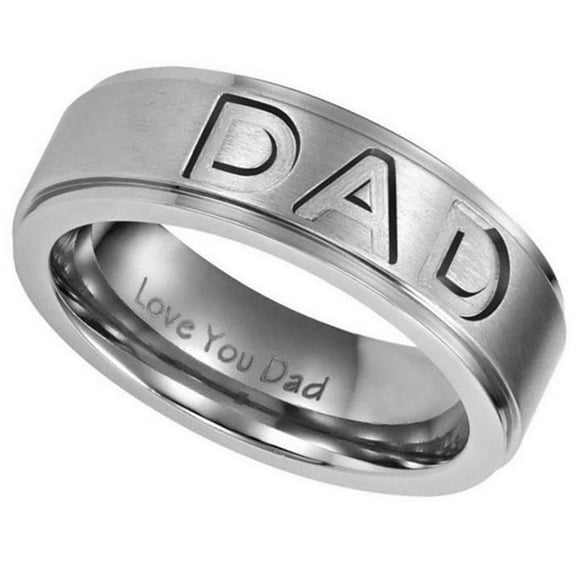 Mens Father Dad Titanium Ring Engraved Love You Dad for Family Gift Christmas Birthday Gift (13)