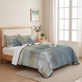 thumbnail image 5 of Twin Quilt Set 68''x86'', Blue Grey Beige Lightweight Summer Bedspread Coverlet Set with 2 Pillow Shams, Abstract Modern Art Oil Painting Breathable All Season Quilt Bedding for Dorm/Bedroom, 5 of 9