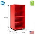 thumbnail image 3 of Tot Mate Mobile Bookcase with Dry Wipe Board, Interactive Classroom Shelf, 30"W x 23"D x 60"H, Red, 3 of 7
