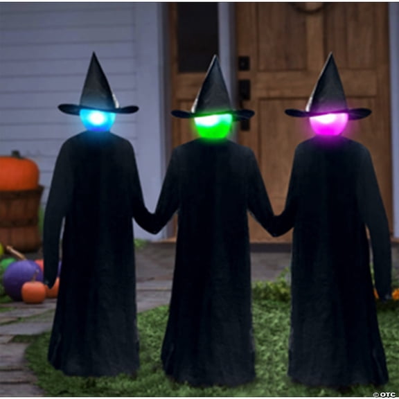 Fun World FW91221 30 in. Luminated Lawn Witty Witch, Set of 3