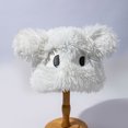 thumbnail image 4 of Xfvqtps Womens Fluffy Plush Hat with Animal Ear and Eye Cute Kawaii Solid Color Windproof Coldproof Warm Thickened Fall Winter Soft Beanie White, 4 of 5
