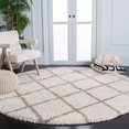 thumbnail image 2 of SAFAVIEH Hudson Jackson Trellis Shag Area Rug, Ivory/Beige, 7' x 7' Round, 2 of 9