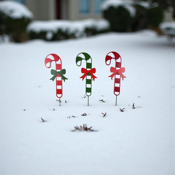 Candy Cane Yard Stakes: Weatherproof PVC Christmas Lawn Decor, Outdoor Holiday Decorations