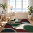 thumbnail image 3 of Design&I 2'x3' Ultra Soft Door Mat, Green and Burgundy Abstract Waves Dynamic Curved with Modern Flair Fluffy Washable Easy Care Indoor rug for Bedside Entryway, 3 of 3