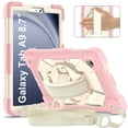 thumbnail image 2 of Case for Samsung Galaxy Tab A9 8.7" 2023 SM-X110 / SM-X115, Rugged Shockproof Case with Crossbody Strap & Pencil Holder [360° Rotating Hand Strap] & Stand, Case for Tab A9 2023, Rosegold+Beige, 2 of 9
