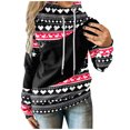thumbnail image 1 of Sudadera con cremallera Gibobby Mujeres Casual Christmas Contraste Splice imprimir mangas largas Pullover correa tops Negro M, 1 of 5