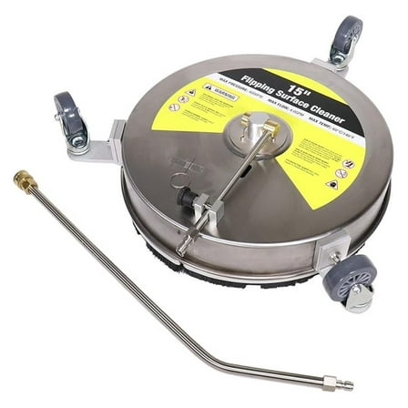 15" Stainless Steel Surface Cleaner for Pressure Washer - Reversible Flipping Design with Rotating Wheels - 3600 PSI - Car, Truck, Driveway Cleaning
