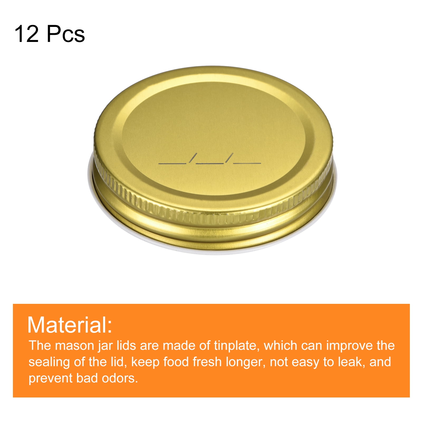 Unique Bargains Mason Jar Lids Tinplate Canning Wide Mouth Leak Proof Jars Gold
