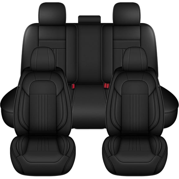 HQBQBUG Black Seat Covers Full Set for Honda Civic 2003-2025 2026 2026,Full Coverage Leather Car Seat Cushion Cover Double/Crew Cab Comfortable Anti-Slip Car Seat Protector(Black,5 Seats)