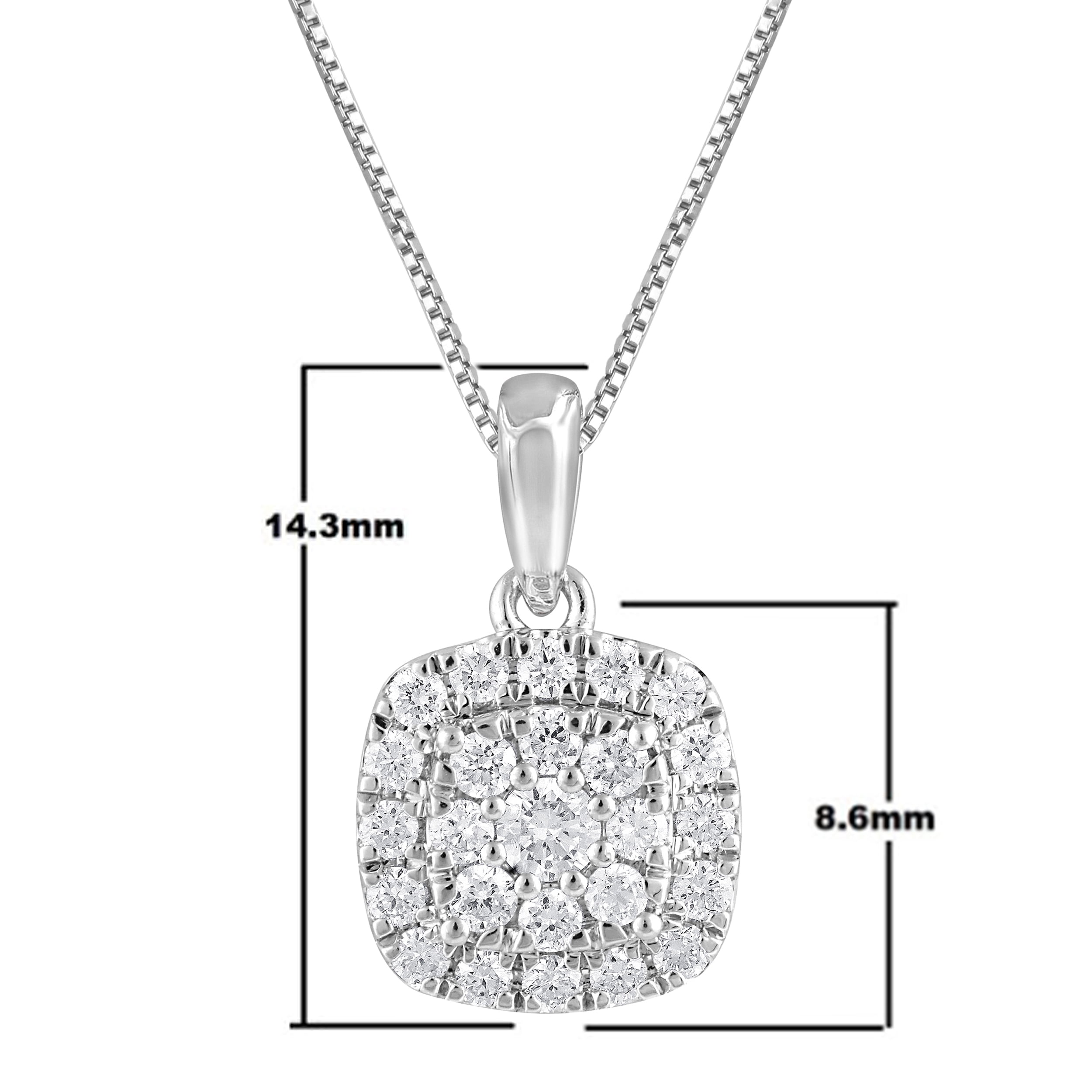 Unique Moments 1/3 Ct Lab-Grown Diamonds Cluster Pendant Necklace in Silver for Women (J, SI-I1)