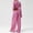 Pink, variant on PISONIC Women's 2 Piece Lounge Sets Long Sleeve Crop Tops and Wide Leg Pants Set Matching Travel Airport Outfit