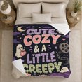 thumbnail image 5 of Cute Creepy decorative motif Moon Design, Festive autumn celebration Scene, Warm Flannel Blanket for Living Room and Reading Nook with Detailed Artwork, Art Lovers Christmas Gift, Festive Home Decor, 5 of 9