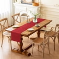 thumbnail image 6 of Inosoo Linen-like Table Runner, 13x90 Inch Polyester Fabric Table Scarf Waterproof Stain-Resistant Machine Washable, for Dining Party Holiday Home Décor,Burgundy Red, 6 of 10