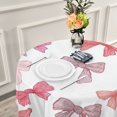 thumbnail image 6 of 60 Inch Round Tablecloth with White Lace Trim Fall Table Cover for Elegant Dining Decor Pink Bows Pattern, 6 of 8