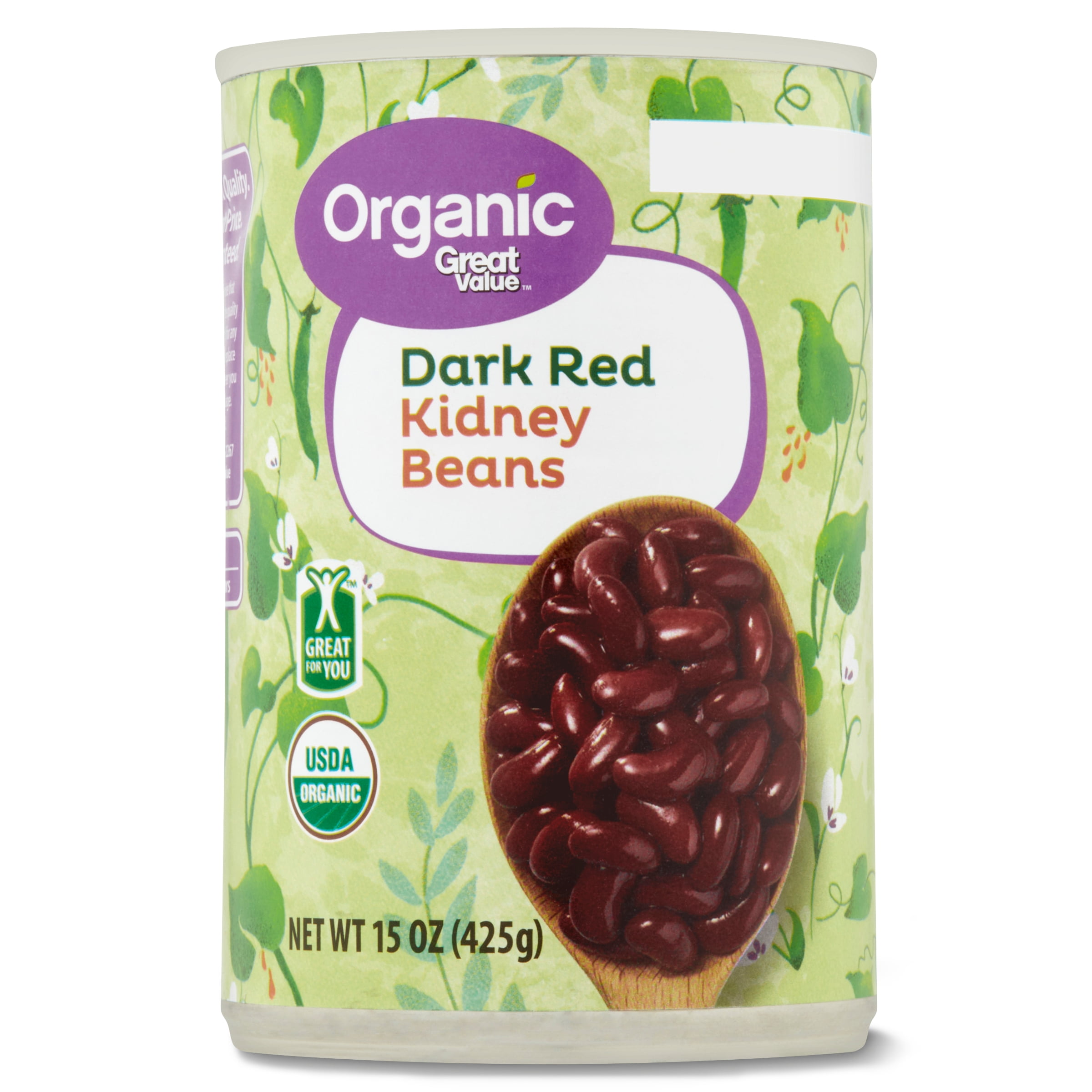 Great Value Organic Dark Red Kidney Beans, 15 oz