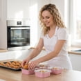 thumbnail image 2 of 30 Pack Disposable Aluminum Foil Pans, Small Round Cake Tins and Tart Molds for Baking Desserts and Meal Prep, 5 oz Recyclable Tin Foil Containers for Parties and Takeout, Pink, 2 of 6