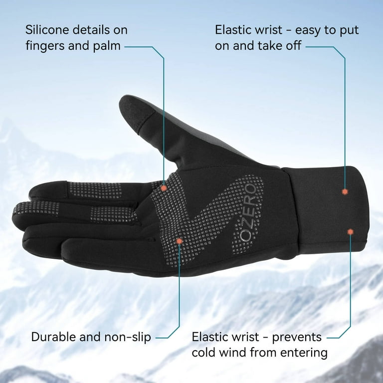 OZERO Winterhandschoenen Thermo Winter Skihandschoenen Fietshandschoenen Loophandschoenen Motorhandschoenen Handschoenen Heren & Dames, grijs, M