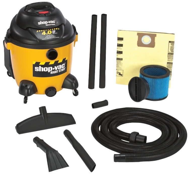 The Right Stuff Series Industrial Wet/Dry Vacuums, 10 gal, 4 hp