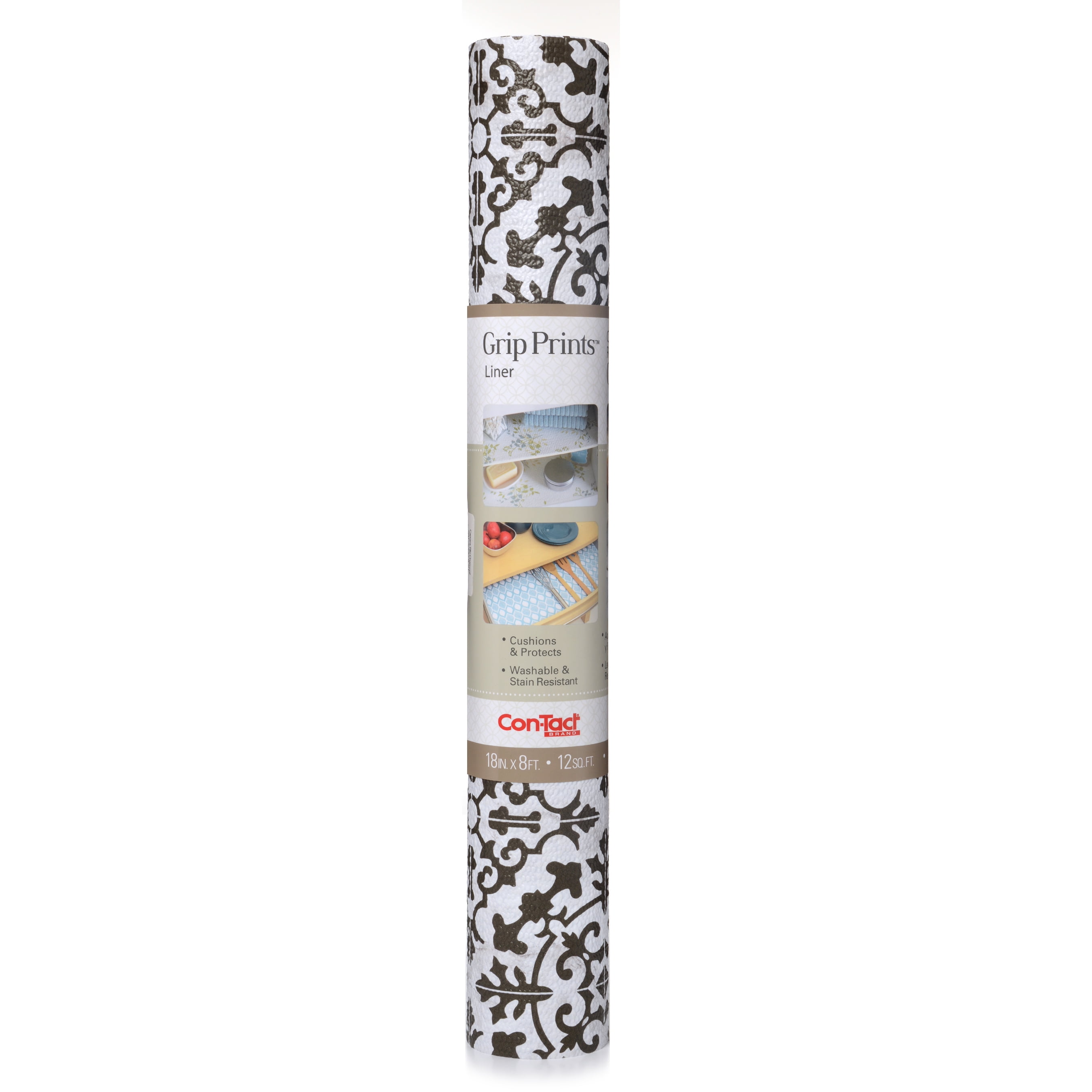 Con-Tact Grip Prints White 12 in. x 10 ft. Non-Adhesive Shelf