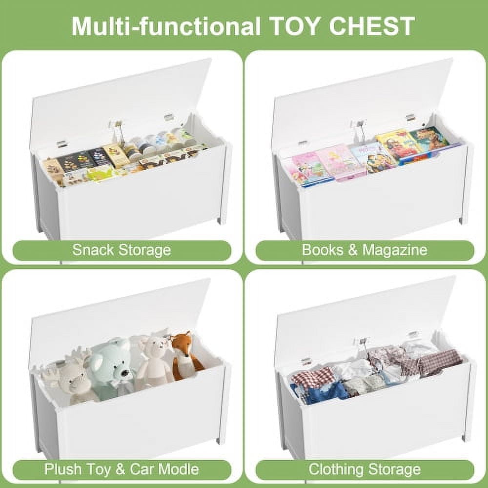 Historyli Go5H Wooden Toy Box Storage With Safety Hinge, Lid Storage Bench For Bedroom Living Room Playroom Boys & Girls, Toddlers Toy Storage Chest, 31.50x13.00x16.70in