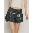 thumbnail image 5 of Rdhnmea Women Layered Ruffle Hem Skirt Butterfly Bow Asymmetric Mini Skirts A-Line Skater Dot / Flower Print Beach Short Skirt, 5 of 8