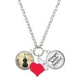 thumbnail image 1 of Delight Jewelry Silvertone Domed Music - Bass - Red Heart Nurse Strong Zoe Necklace, 1 of 4