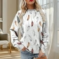 thumbnail image 5 of MELDVDIB Womens Fashion Printed Sweatshirt Fall Winter Long Sleeve Oversized Hoodless Sweatshirt Casual Crewneck Pullover Tops White S, 5 of 5