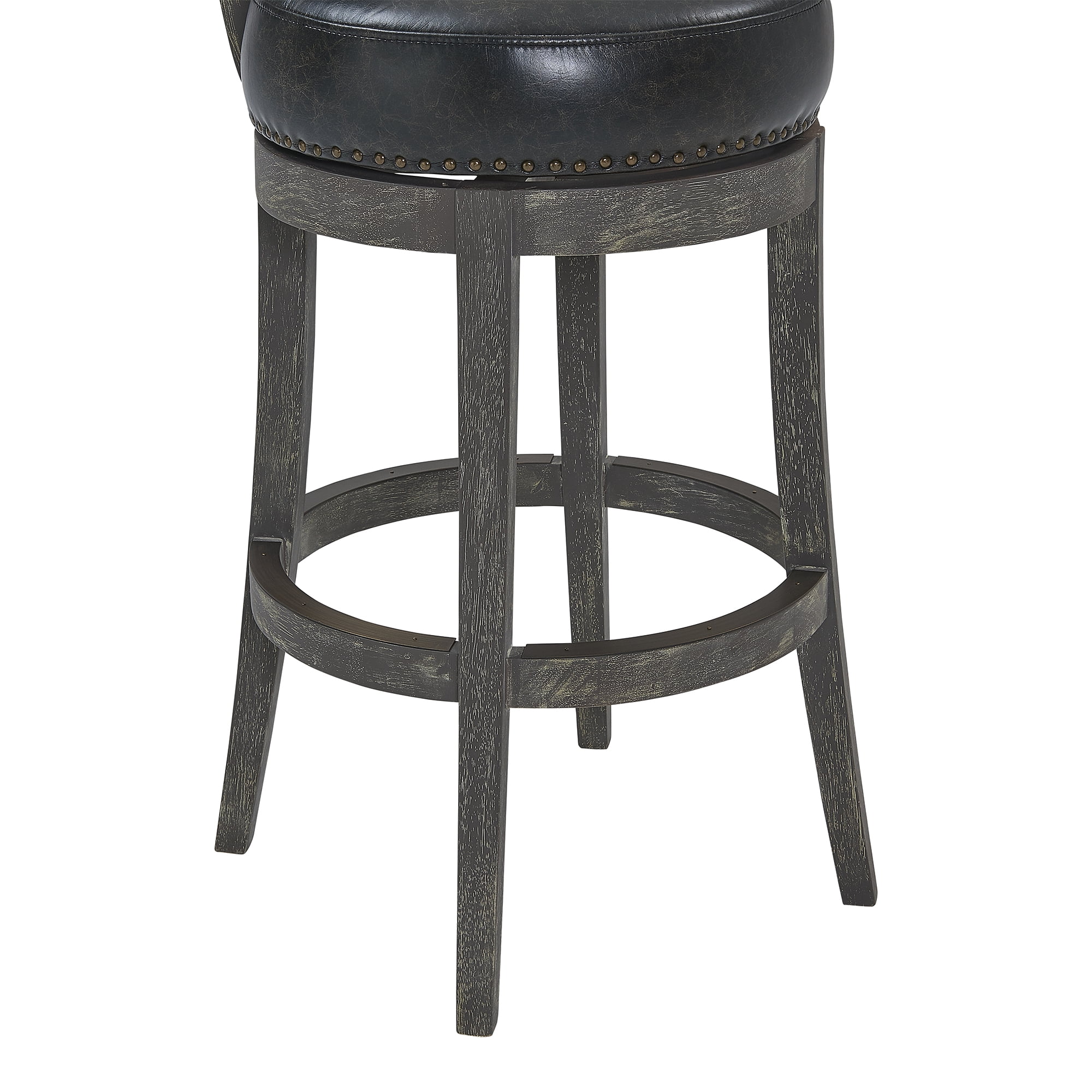 Flint 26" Counter Wood Swivel Height Barstool in American Grey Finish with Onyx Faux Leather