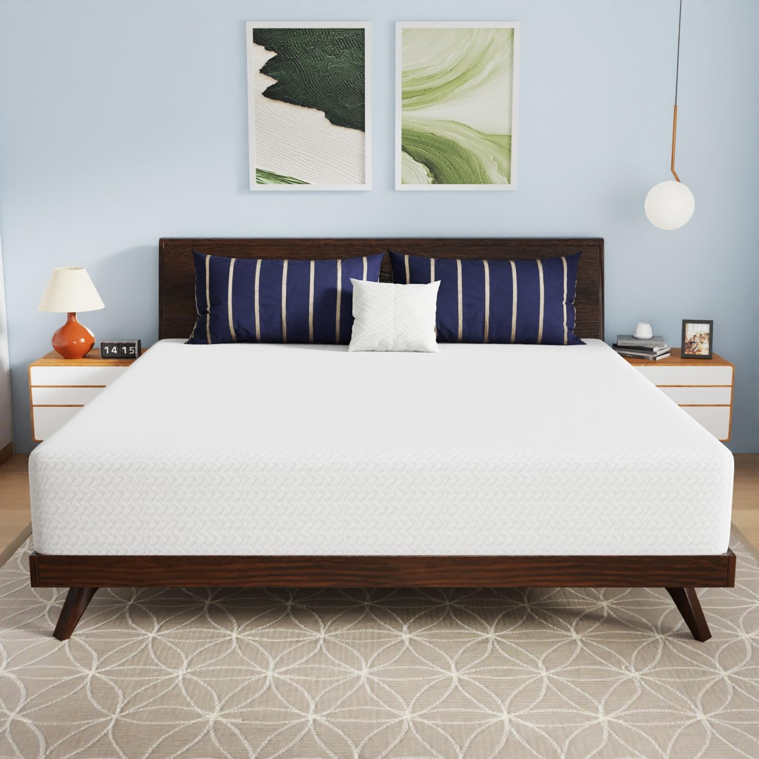 PayLessHere 12 Inch Bamboo Charcoal Cooling Gel Memory Foam Mattress in a Box,White,King