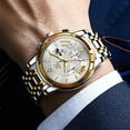 thumbnail image 5 of OLEVS Watches for Men, Mens Watches Quartz Gold Stainless Steel Waterproof Luminous Business Calendar Wrist Watch reloj para hombre White Dial, 5 of 12