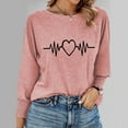 thumbnail image 4 of Women's Long Sleeved Electrocardiogram Printed Round Neck Top T-shirt, 4 of 5