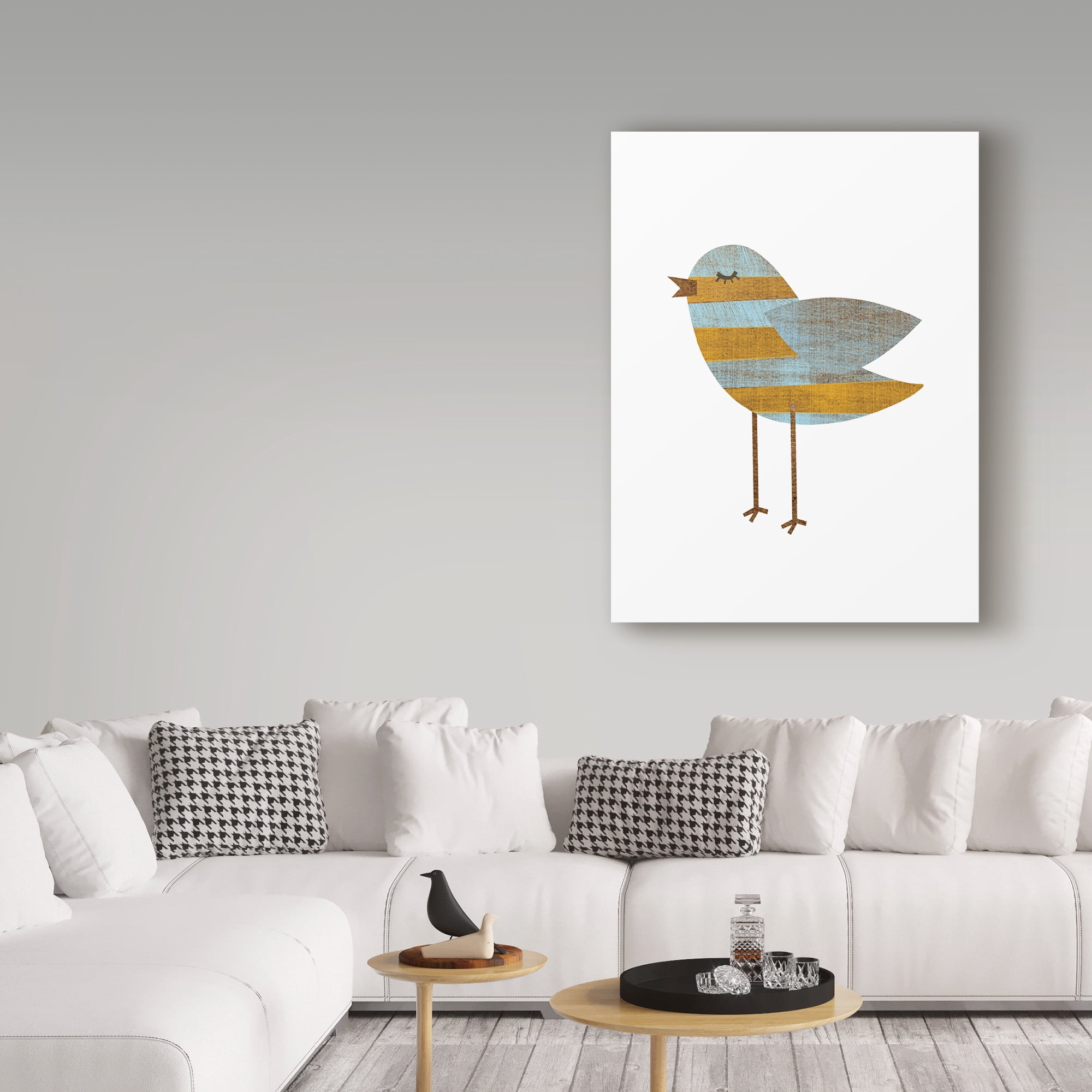 Trademark Fine Art 'Yellow Blue Stripe' Canvas Art by John W. Golden