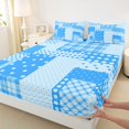 thumbnail image 3 of Manfei Modern Geometric Grid Full Size Sheets,Geometric Spot Aesthetic Bed Sheets,Blue Checkered Sheet Sets For Teens Girl,Luxury Bedroom Decor,4 Pieces, 3 of 7