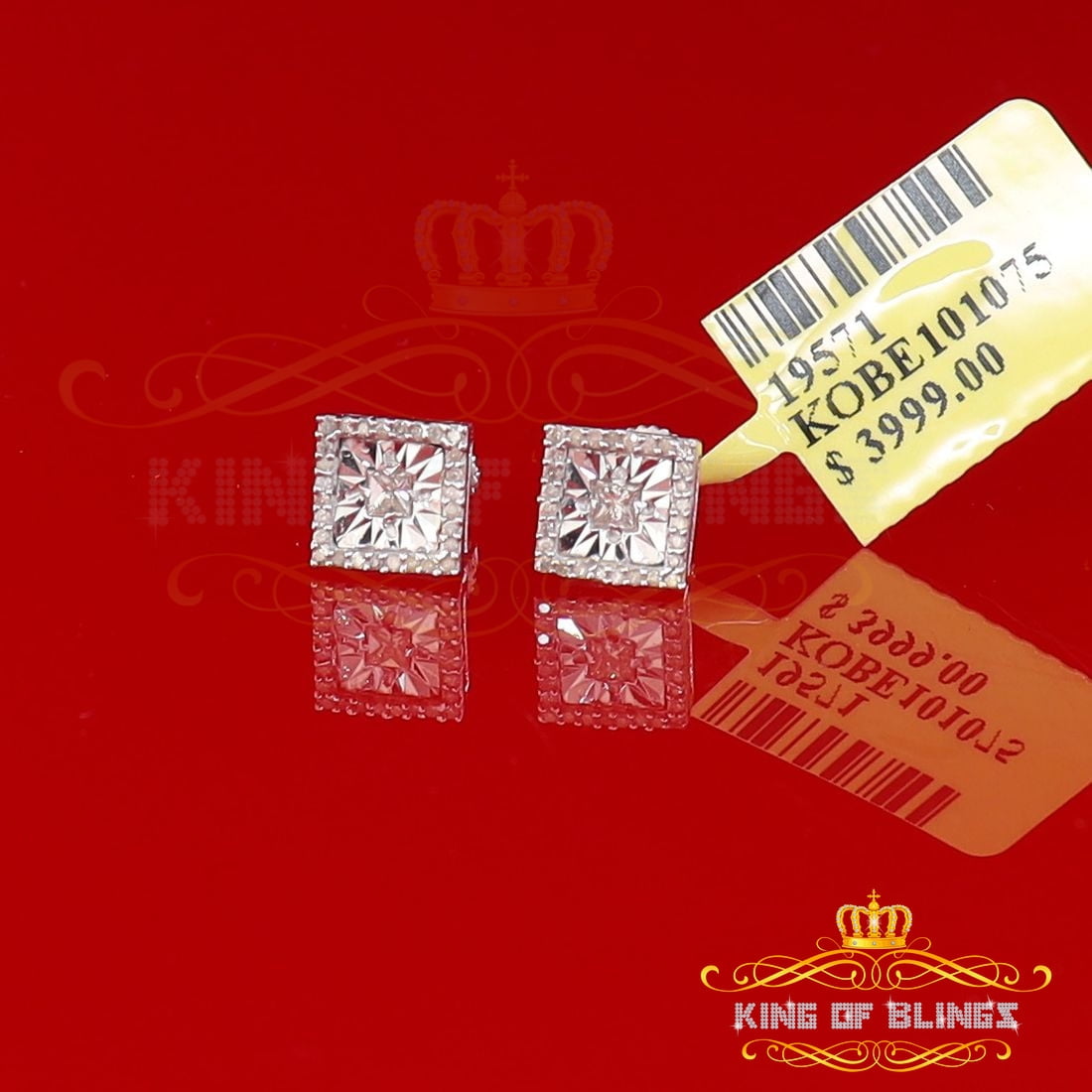 King of Bling's Aretes Para Hombre 925 White Silver 0.25ct Diamond Women's/ Men's Stud Earrings
