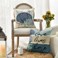 thumbnail image 6 of Summer Ocean Sea Shell Throw Pillow Covers, 17.7x17.7 Inch Love Lives Here Coastal Cushion Cases with Conch Starfish Coral Design for Holiday Seasonal Decor, 6 of 7