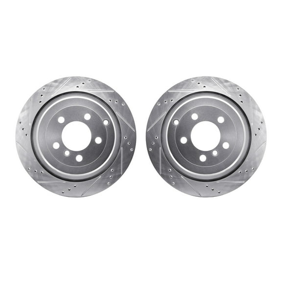 Dynamic Friction Company Rear Brake Rotors-Drilled and Slotted-Silver 7002-11031